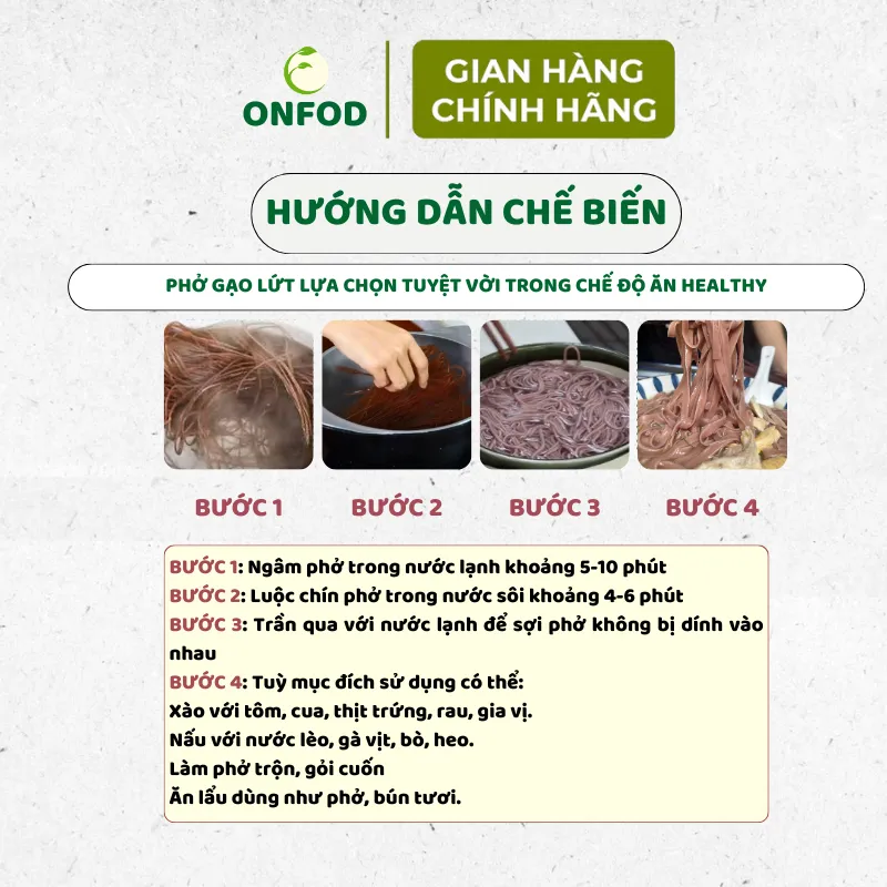 Ảnh Phở bún gạo lứt hữu cơ ONFOD dành cho người ăn kiêng, giảm cân, tiểu đường, gym, yoga thực dưỡng eat clean 500g 2
