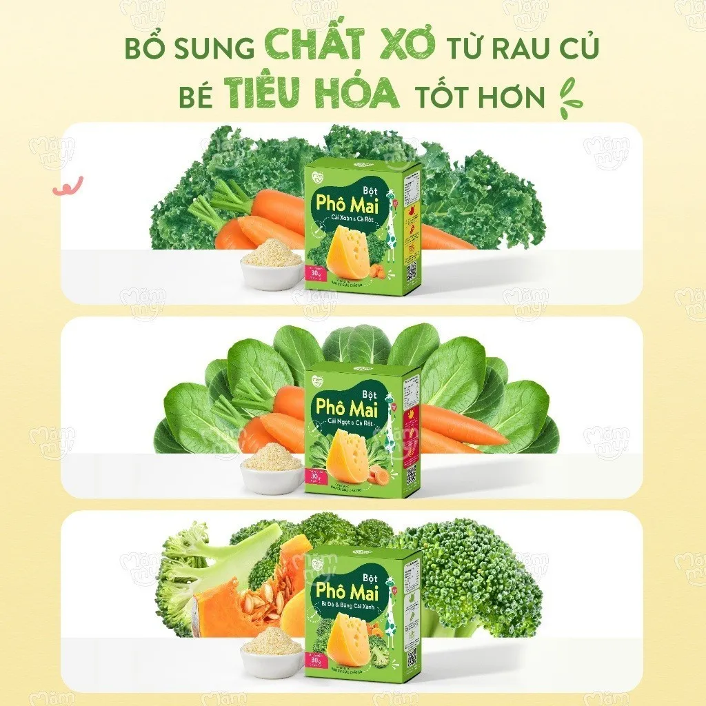 Ảnh Phô mai rau củ Mămmy dạng bột kết hợp với rau củ tự nhiên bổ sung canxi và chất xơ cho bé 6 tháng 2