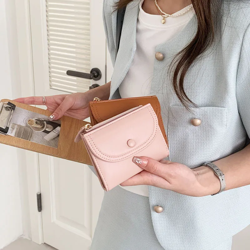 Ảnh Phong cách ngắn gọn Tinh tế Ví nữ đầy màu sắc Ví đựng tiền mặt Mini đa chức năng có thể gập lại dễ thương 3