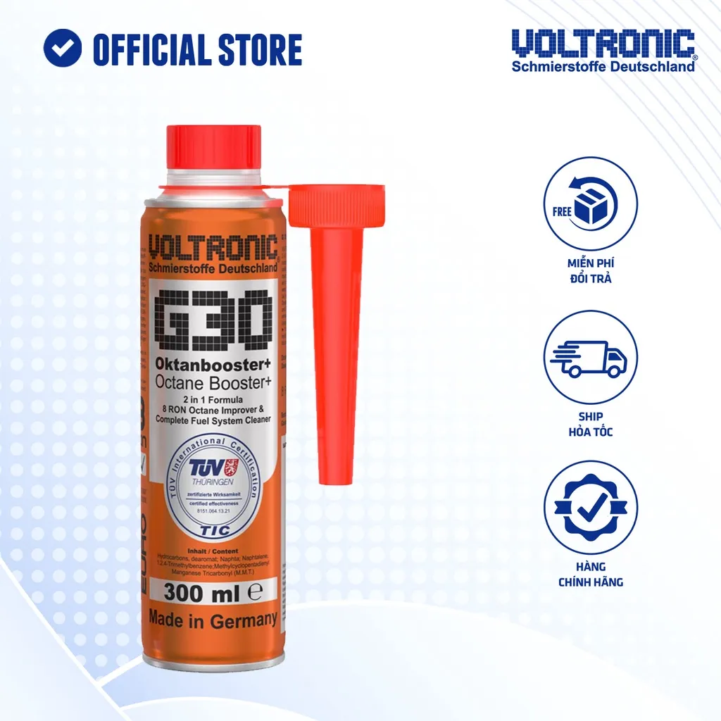 Ảnh Phụ gia vệ sinh hệ thống xăng và tăng octane nhập khẩu đức VOLTRONIC g30 octane booster+ 1