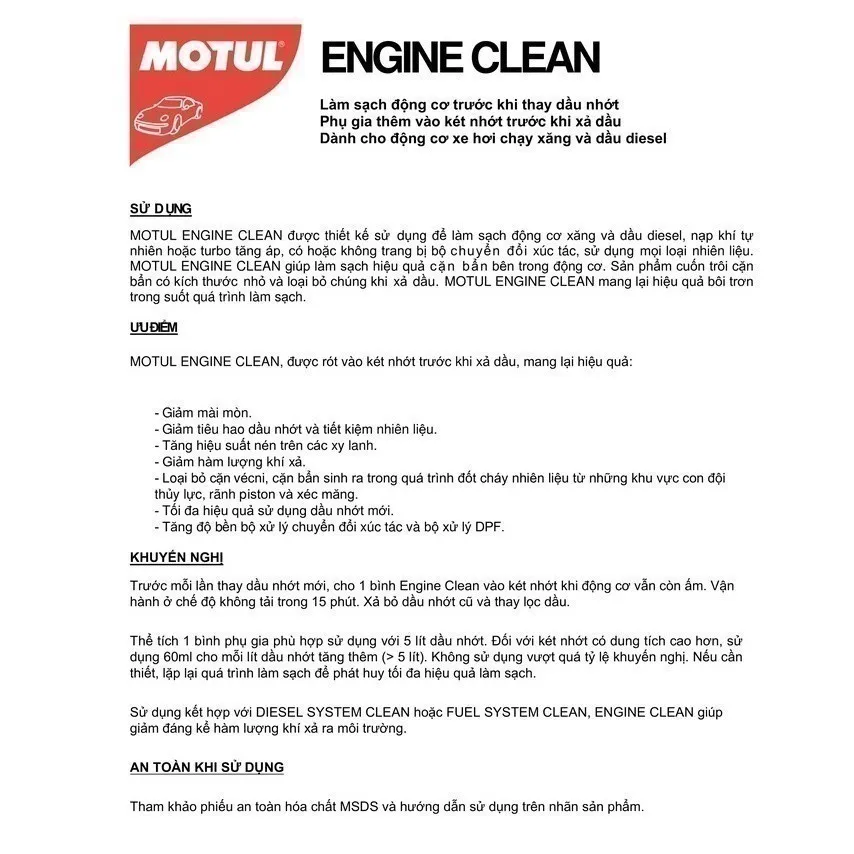 Ảnh Phụ gia vệ sinh động cơ xe ô tô - ENGINE CLEAN AUTO 300ml 4