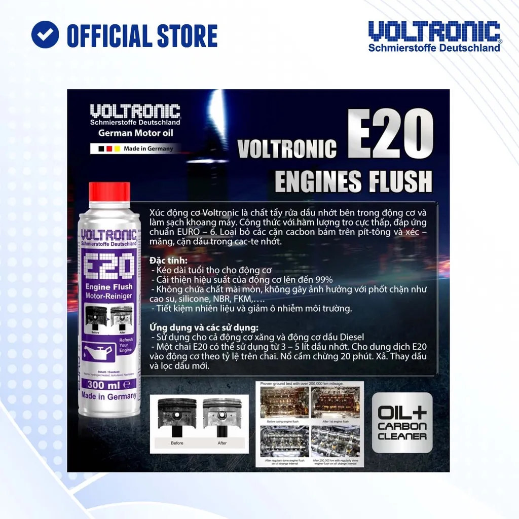 Ảnh PHỤ GIA VỆ SINH SÚC RỬA ĐỘNG CƠ NHẬP KHẨU ĐỨC VOLTRONIC E20 ENGINE FLUSH 3