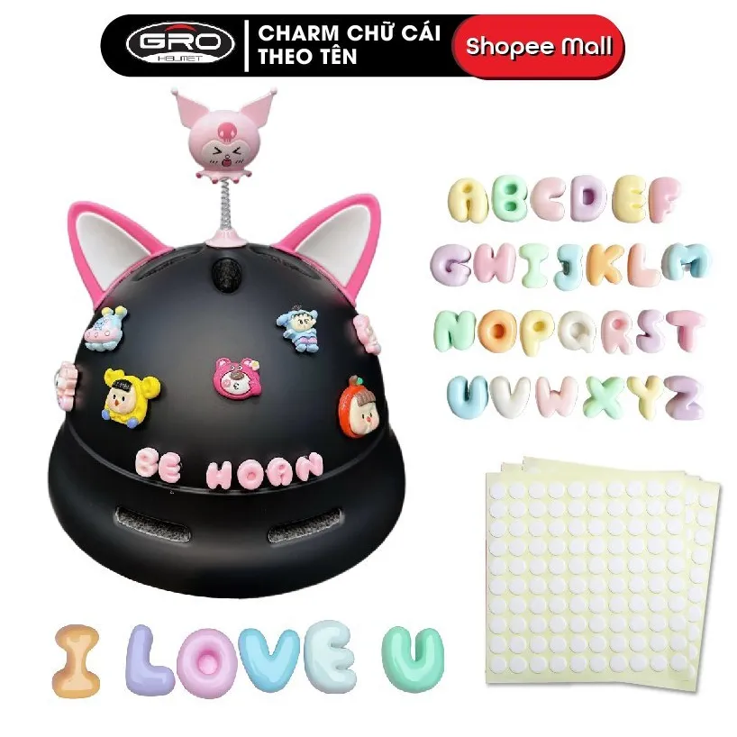 Ảnh Phụ Kiện Charm Chữ Mini trang Trí Mũ Bảo Hiểm,bình nước Ốp Lưng làm đồ chơi trẻ em,decor, DIY giá rẻ nhiều màu 1