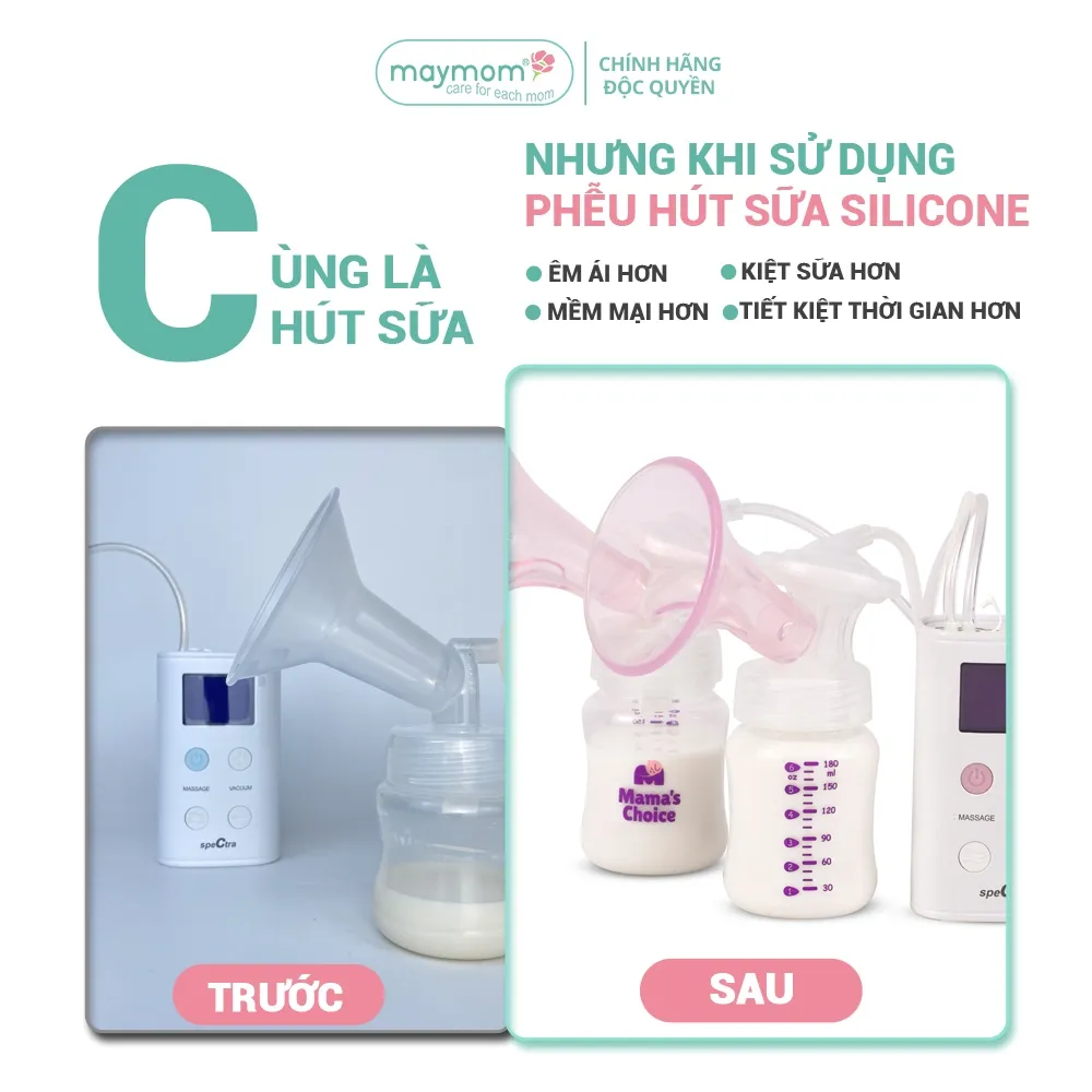 Ảnh Phụ Kiện Hút Sữa Cải Tiến Phễu Silicone Cho Máy Spectra, Avent, Fazt, Rozabi, Vắt Sữa Êm Ái, Kiểm Định An Toàn Quốc Tế 4