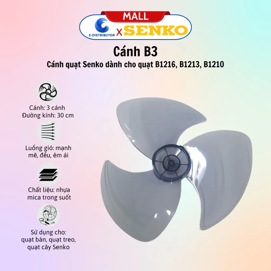 Ảnh Phụ kiện thay thế quạt Senko và cánh quạt 3 cánh Senko B3, B4, B5 - Giao màu ngẫu nhiên - Chính hãng 2