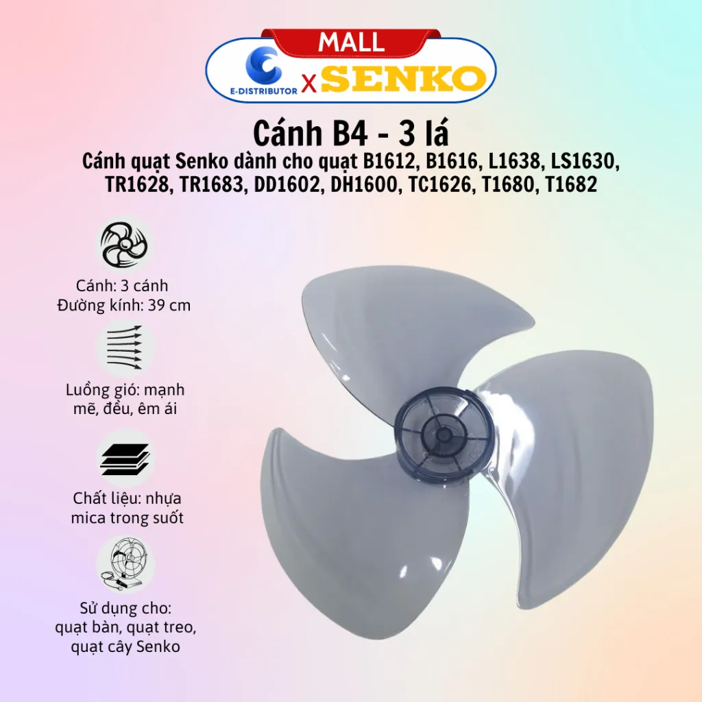 Ảnh Phụ kiện thay thế quạt Senko và cánh quạt 3 cánh Senko B3, B4, B5 - Giao màu ngẫu nhiên - Chính hãng 3
