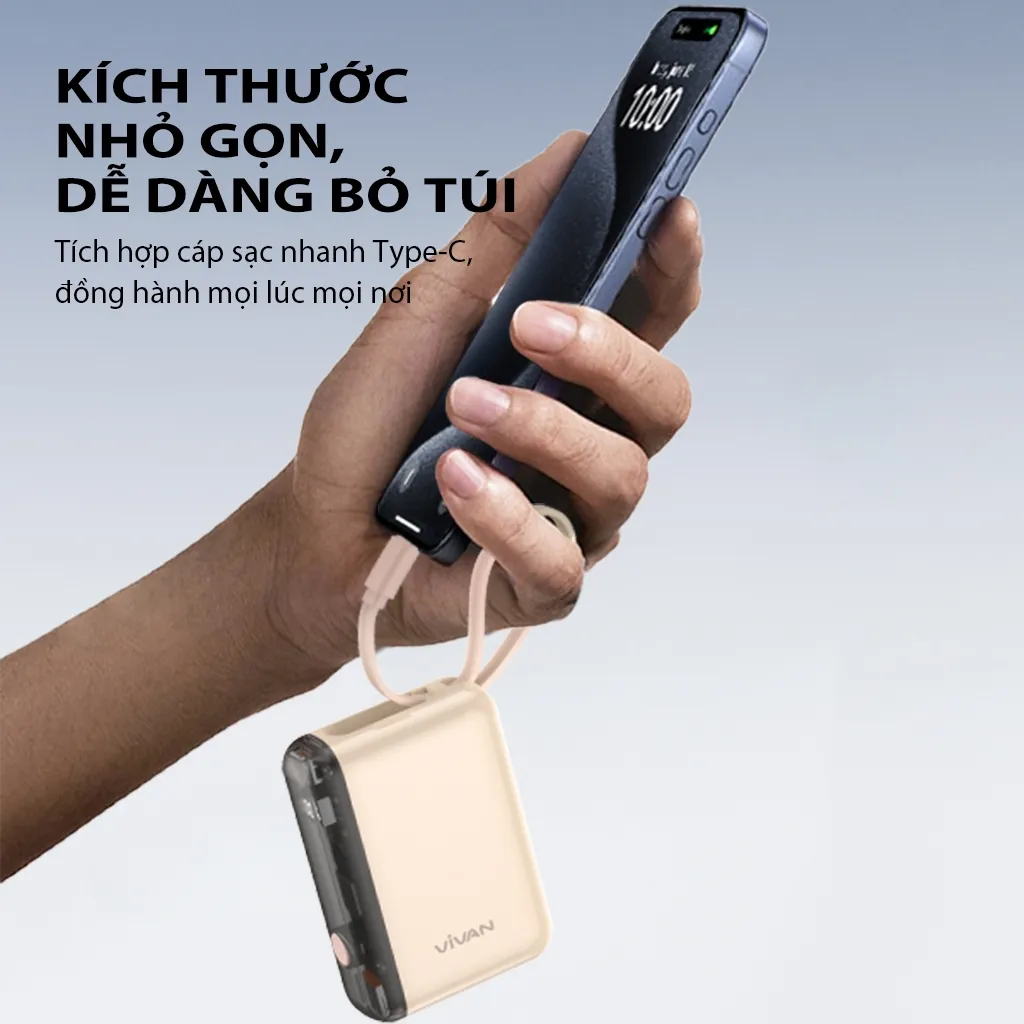 Ảnh Pin dự phòng mini VIVAN VPB-Q10 9600mAh tích hợp cáp 4