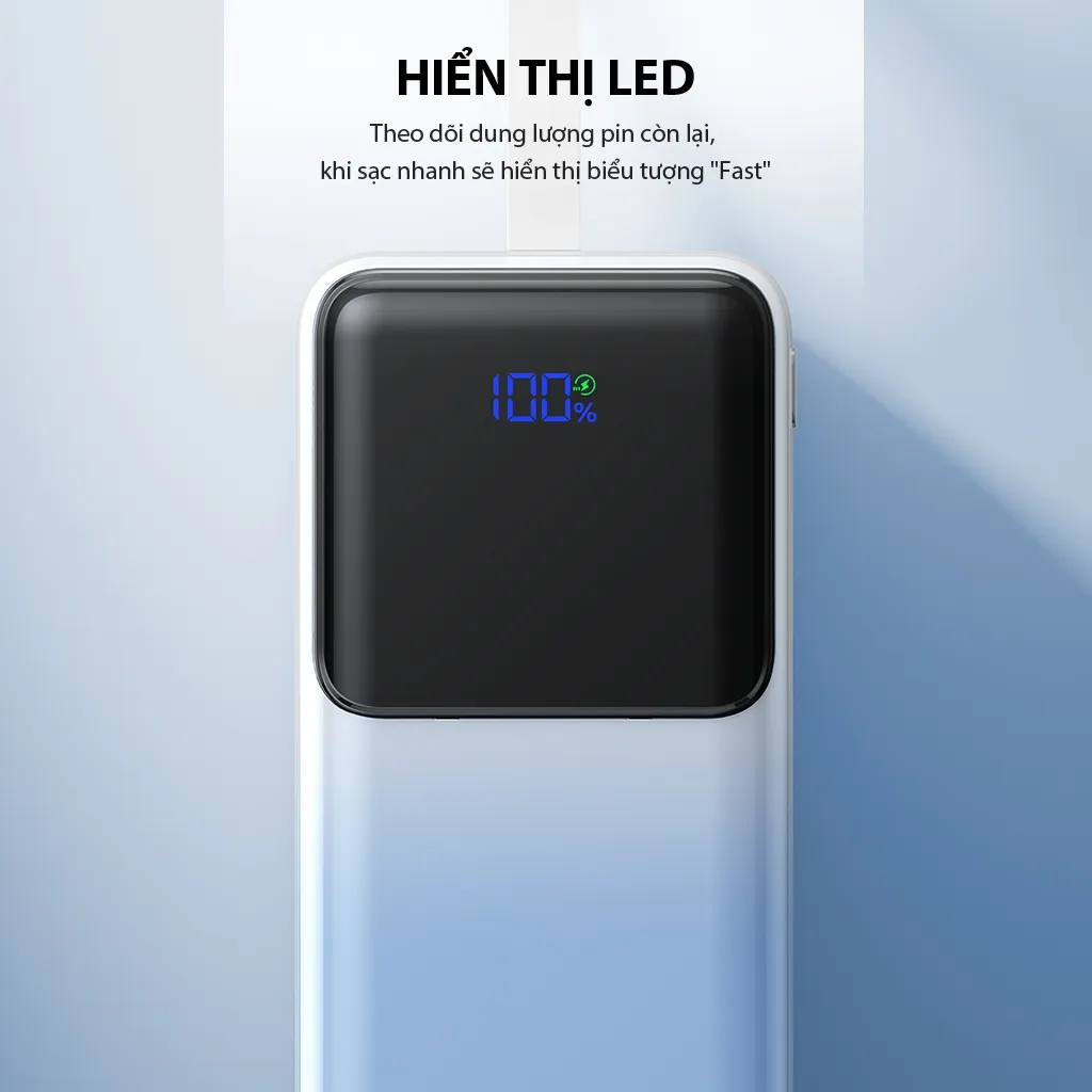 Ảnh Pin dự phòng sạc nhanh VIVAN VPB-D30 Xanh Trắng 30000mAh Hiển thị đèn LED PD+QC3.0 22.5W, 2 cổng sạc vào - 3 cổng sạc ra 4