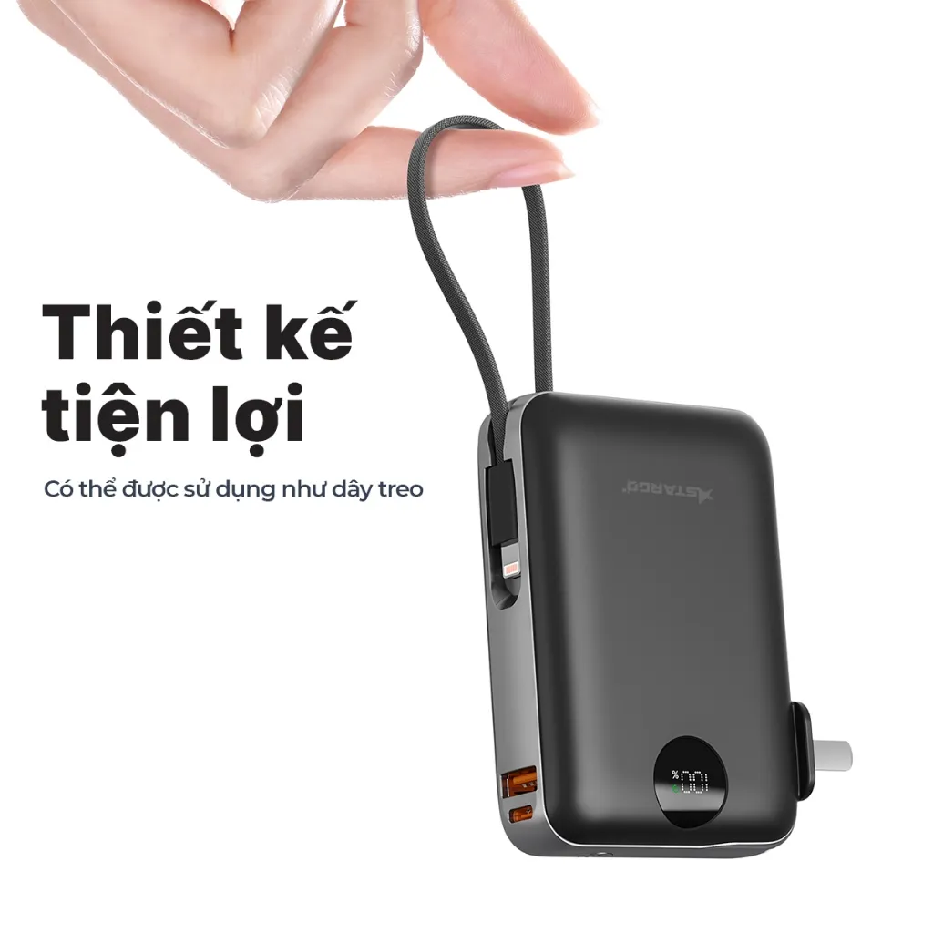 Ảnh Pin dự phòng StarGO Star X1 dung lượng 10000mAh công suất 22.5W tích hợp 2 cáp lighting và type-c 4