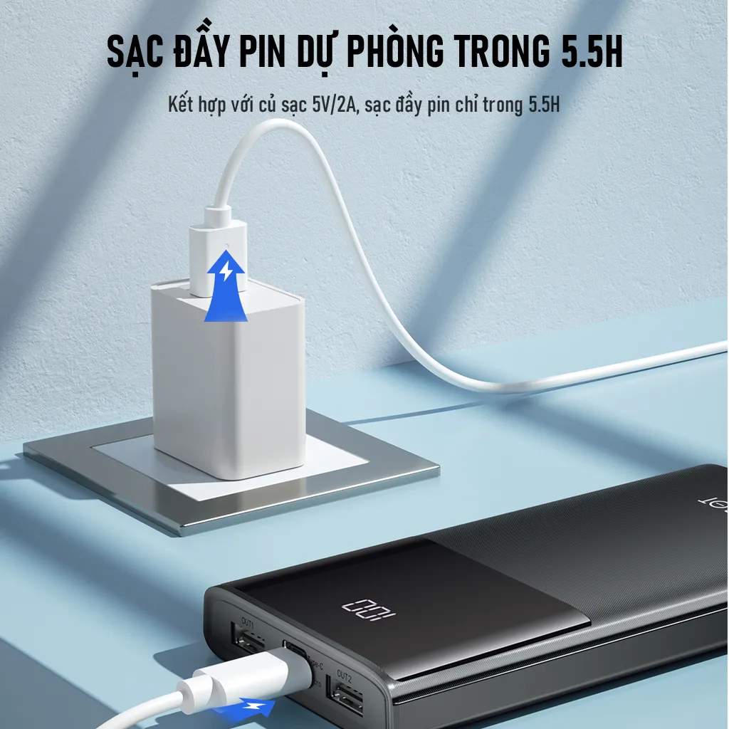 Ảnh Pin Sạc Dự Phòng 10.000mAh ROBOT RT190S 2 Cổng Sạc Vào & 2 Cổng Sạc Ra - Chính Hãng 3
