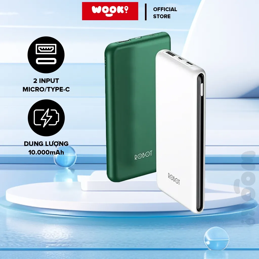 Ảnh Pin Sạc Dự Phòng 10000mAh Wook RT180 1 Output USB & 2 Input Micro Type-C BH 12 Tháng VIVAN Công Suất 18W 1