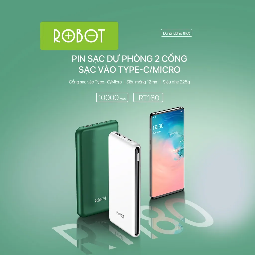 Ảnh Pin Sạc Dự Phòng 10000mAh Wook RT180 1 Output USB & 2 Input Micro Type-C BH 12 Tháng VIVAN Công Suất 18W 2