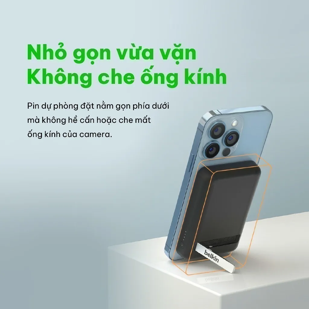Ảnh Pin sạc dự phòng không dây Belkin BOOSTCHARGE Magnetic 7.5W 5.000mAh có chân chống, cáp đi kèm C-C 1m - BPD004bt 4