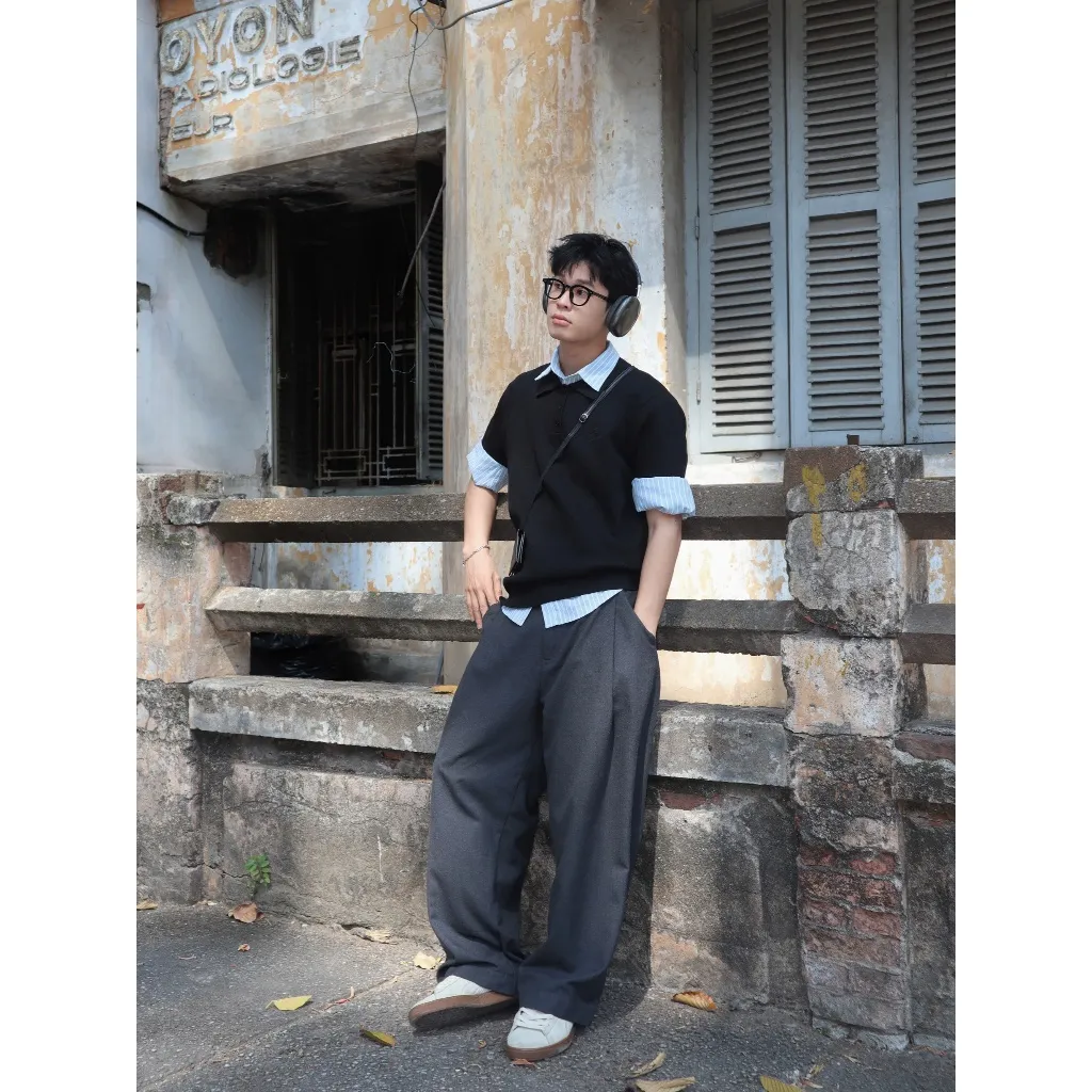 Ảnh Polo Knit SLY Dệt Kim 2 lớp màu Đen 3