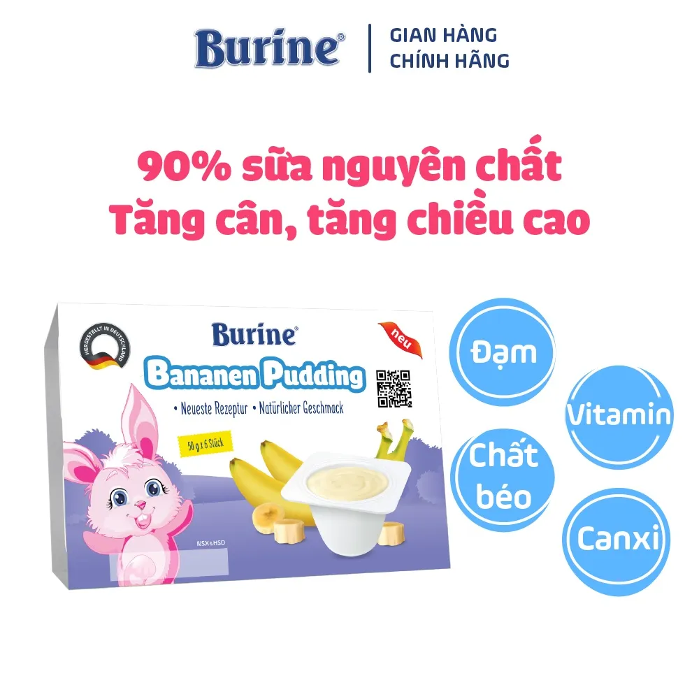 Ảnh Pudding Ăn Dặm Burine Vị Chuối Dành Cho Trẻ Từ 6 Tháng Tuổi - Cung Cấp Vitamin, Bổ Sung Năng Lượng 1
