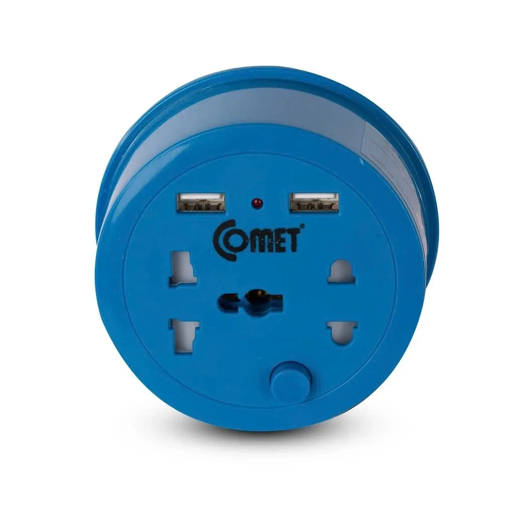 Ảnh [QUÀ TẶNG] Ổ Cắm Điện Du Lịch COMET CES9111 Dây Quay Tròn Dài 1M, 2 Ổ USB, 1 Ổ 3 Chấu, 1 Ổ 2 Chấu 1