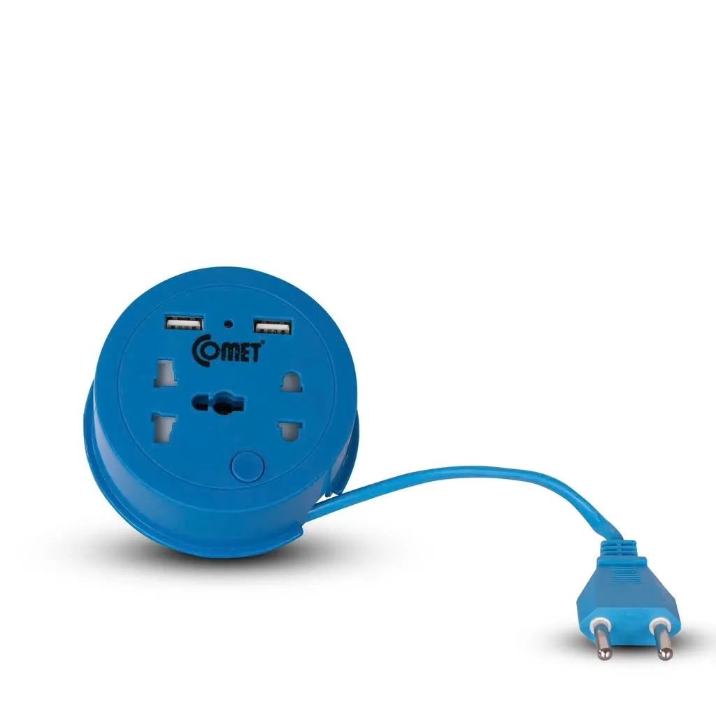 Ảnh [QUÀ TẶNG] Ổ Cắm Điện Du Lịch COMET CES9111 Dây Quay Tròn Dài 1M, 2 Ổ USB, 1 Ổ 3 Chấu, 1 Ổ 2 Chấu 3