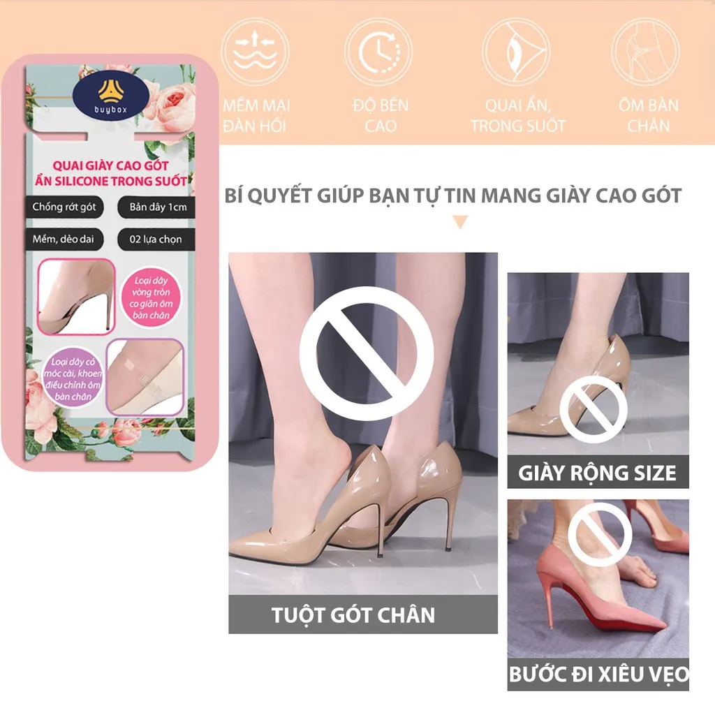 Ảnh Quai giày ẩn trong suốt hỗ trợ mang giày dép chống tuột gót - buybox - BBPK39 3