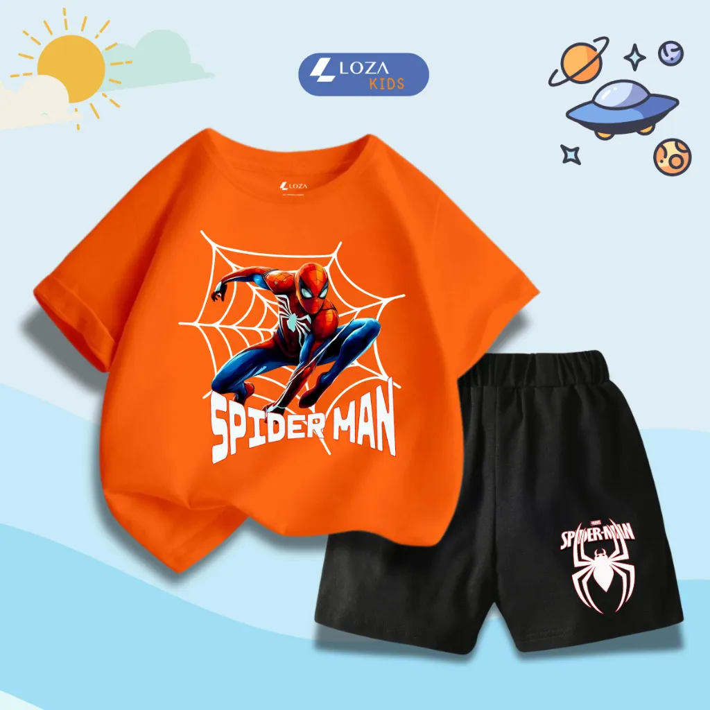 Ảnh Quần áo bé trai Mavel - Spiderman mẫu mới 2025 - Bộ cộc bé trai size từ 15-40kg Loza Kids SB335 2
