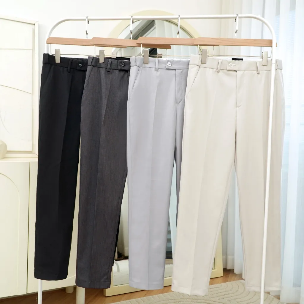Ảnh Quần Âu Dài và Quần Short lưng đai chun ẩn, vải Tuyết Mưa mềm mịn, form regular brand POLYS 1