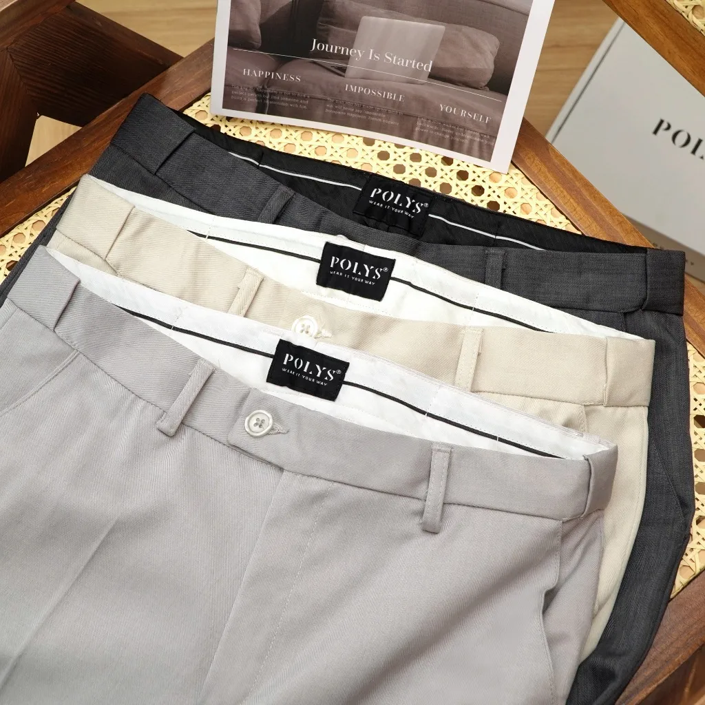 Ảnh Quần Âu Dài và Quần Short lưng đai chun ẩn, vải Tuyết Mưa mềm mịn, form regular brand POLYS 4