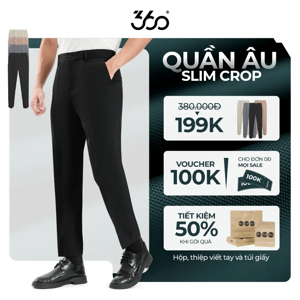 Ảnh Quần âu nam cạp 3 lớp cao cấp 360 Boutique quần tây dài kiểu Hàn Quốc co giãn, thoải mái - QACOL420 1