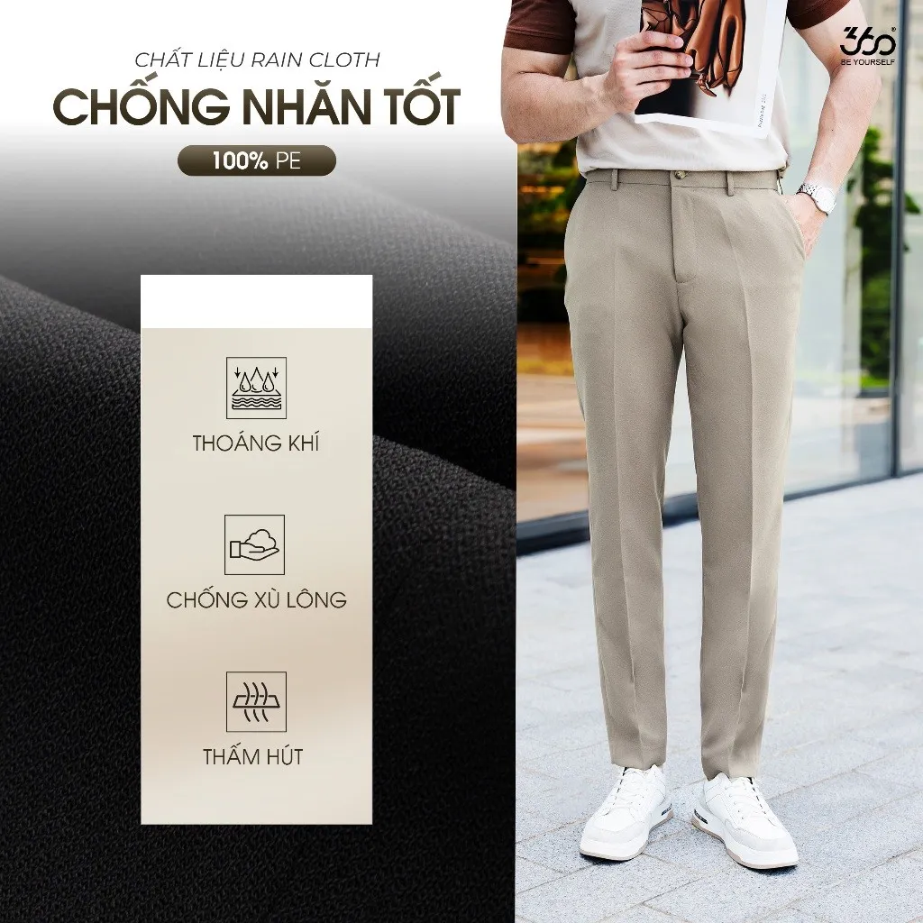 Ảnh Quần âu nam cạp 3 lớp cao cấp 360 Boutique quần tây dài kiểu Hàn Quốc co giãn, thoải mái - QACOL420 2