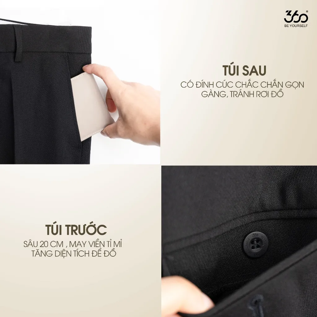 Ảnh Quần âu nam cạp 3 lớp cao cấp 360 Boutique quần tây dài kiểu Hàn Quốc co giãn, thoải mái - QACOL420 4