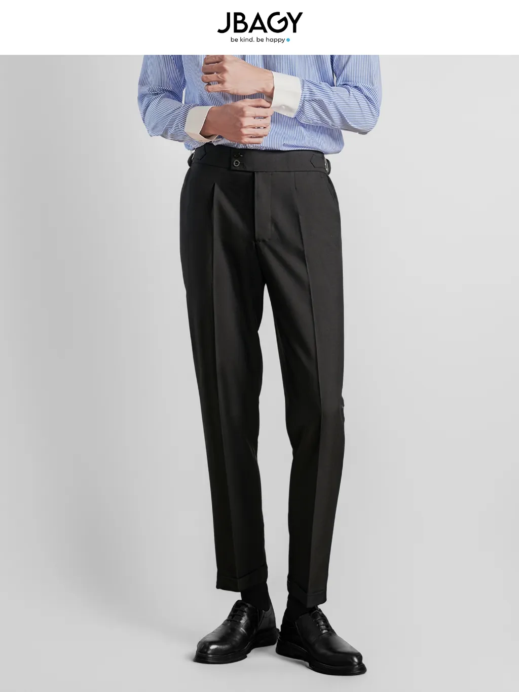 Ảnh Quần âu nam cạp cao JBAGY Sidetab  - điều chỉnh cạp, vải Tuypsi cotton co giãn nhẹ chất lượng cao JA0302 1
