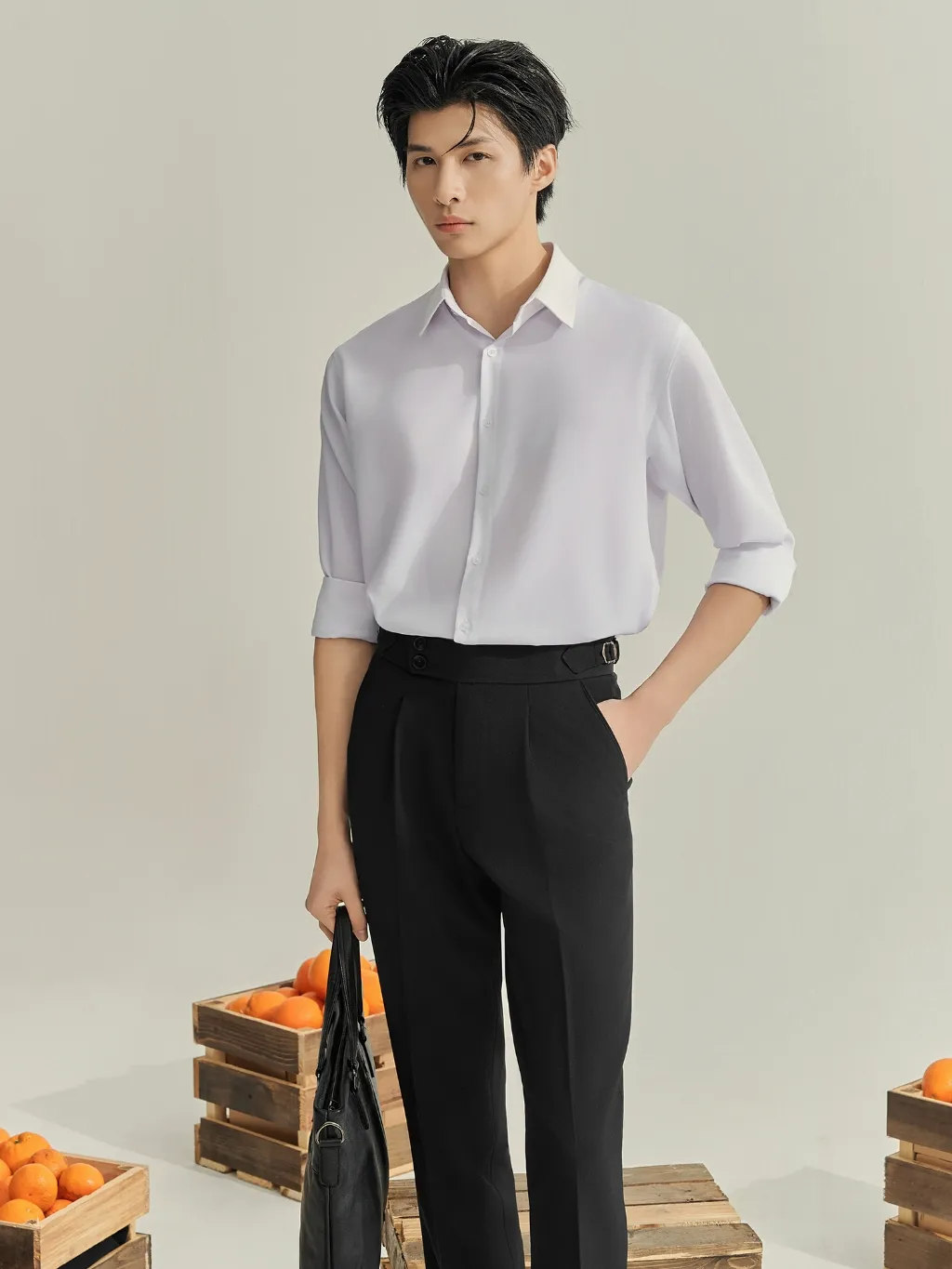 Ảnh Quần âu nam cạp cao JBAGY Sidetab  - điều chỉnh cạp, vải Tuypsi cotton co giãn nhẹ chất lượng cao JA0302 4