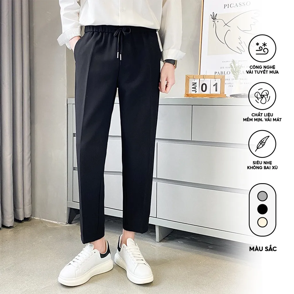 Ảnh Quần âu nam co giãn LS1 có cạp chun thoải mái vận động thương hiệu ELNIDO 2