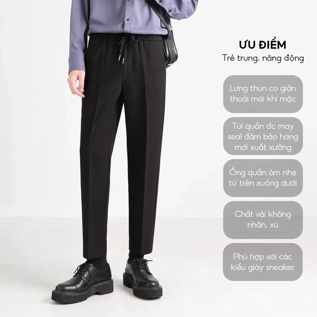 Ảnh Quần âu nam co giãn LS1 có cạp chun thoải mái vận động thương hiệu ELNIDO 3