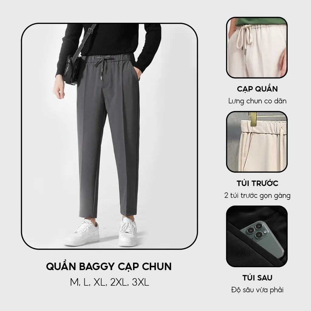 Ảnh Quần âu nam co giãn LS1 có cạp chun thoải mái vận động thương hiệu ELNIDO 4