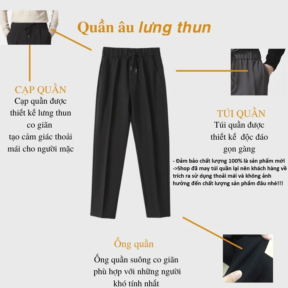 Ảnh Quần âu nam ELNIDO ống rộng cạp chun vải co giãn cao cấp không nhăn xù dáng baggy Hàn Quốc EDQA-01 3
