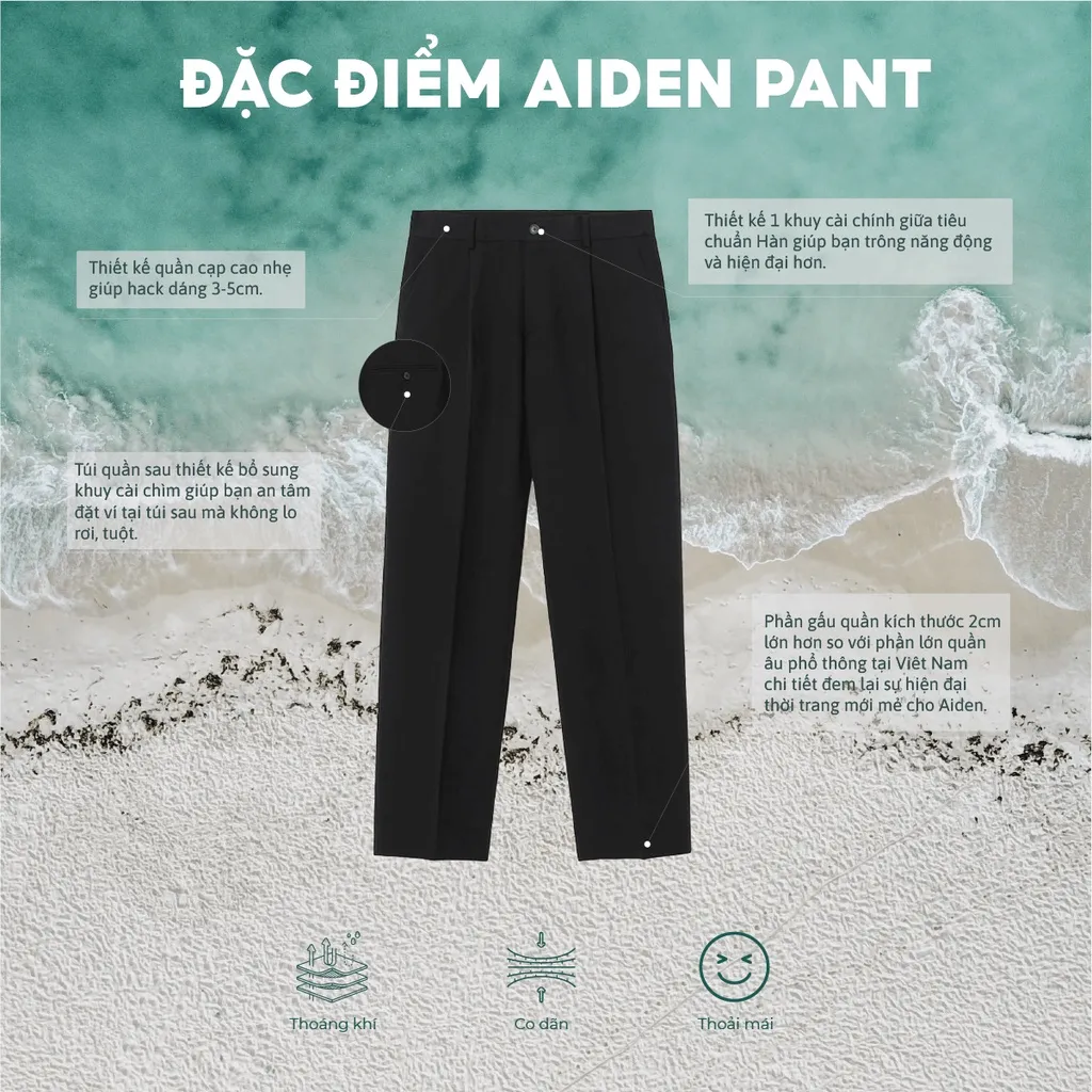 Ảnh Quần âu nam đen dáng baggy Baeton Aiden cạp cao tôn dáng, co giãn thoải mái-A01 2