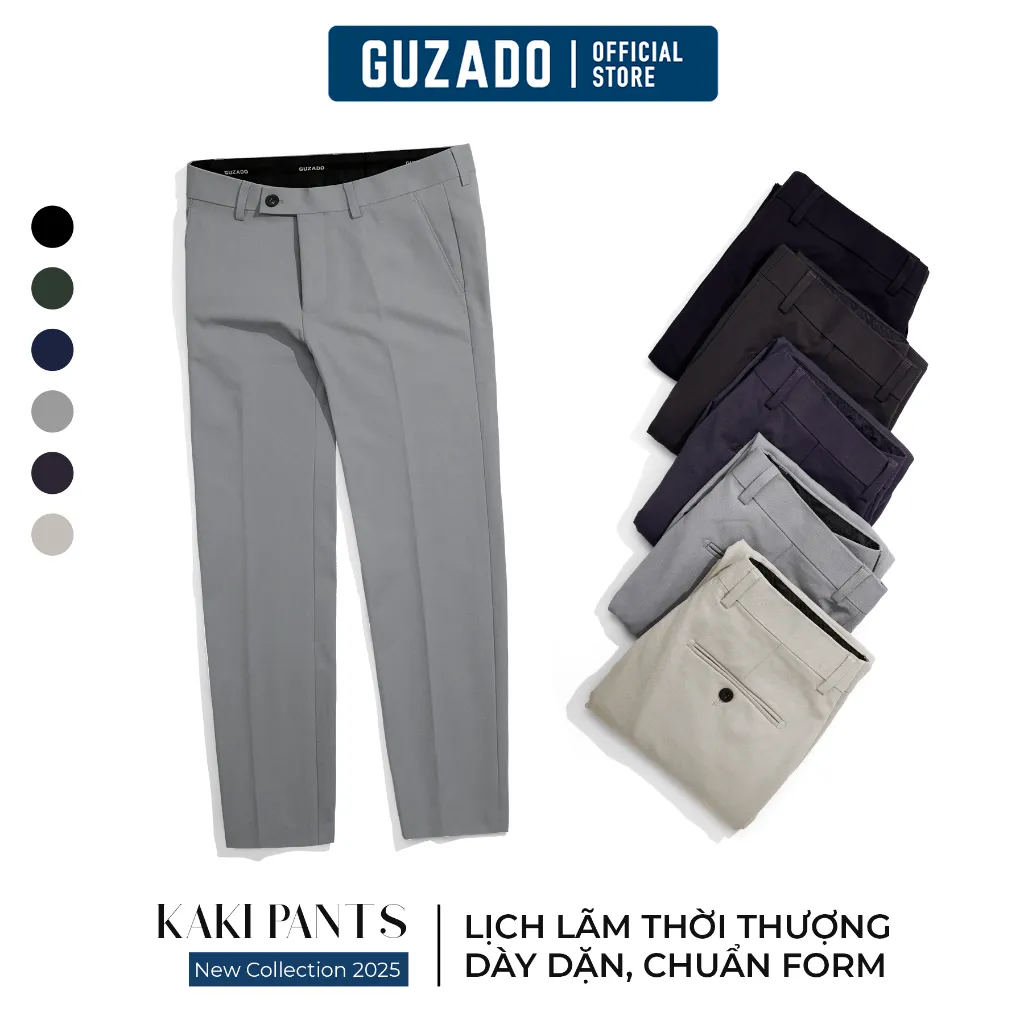 Ảnh Quần Âu Nam GUZADO Cao Cấp Vải KaKi Dày Dặn, Kiểu Dáng Slimfit Hiện Đại, Phong Cách Công Sở GTR01S 1