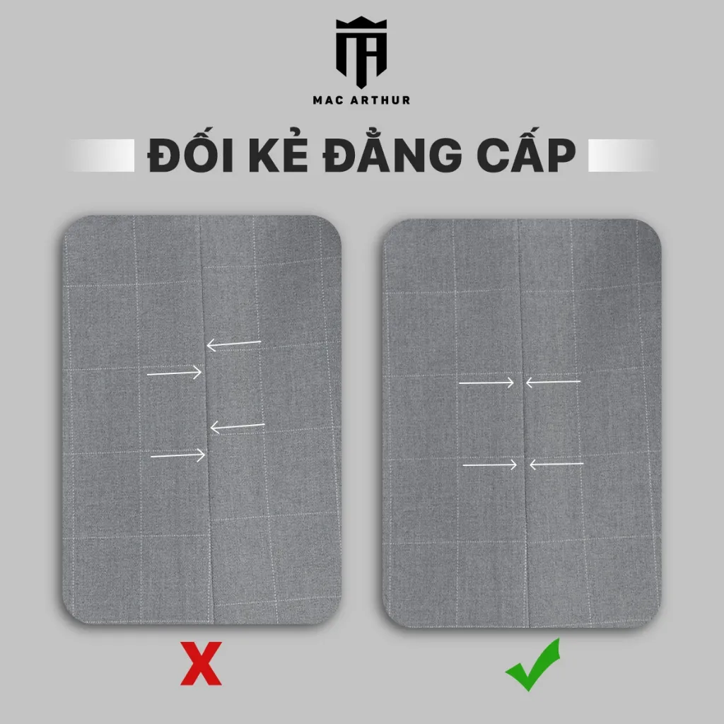 Ảnh Quần âu nam kẻ vuông  MAC ARTHUR chất vải Gỗ Sồi cao cấp, mềm mịn, mát lạnh, chống nhăn, co giãn 3