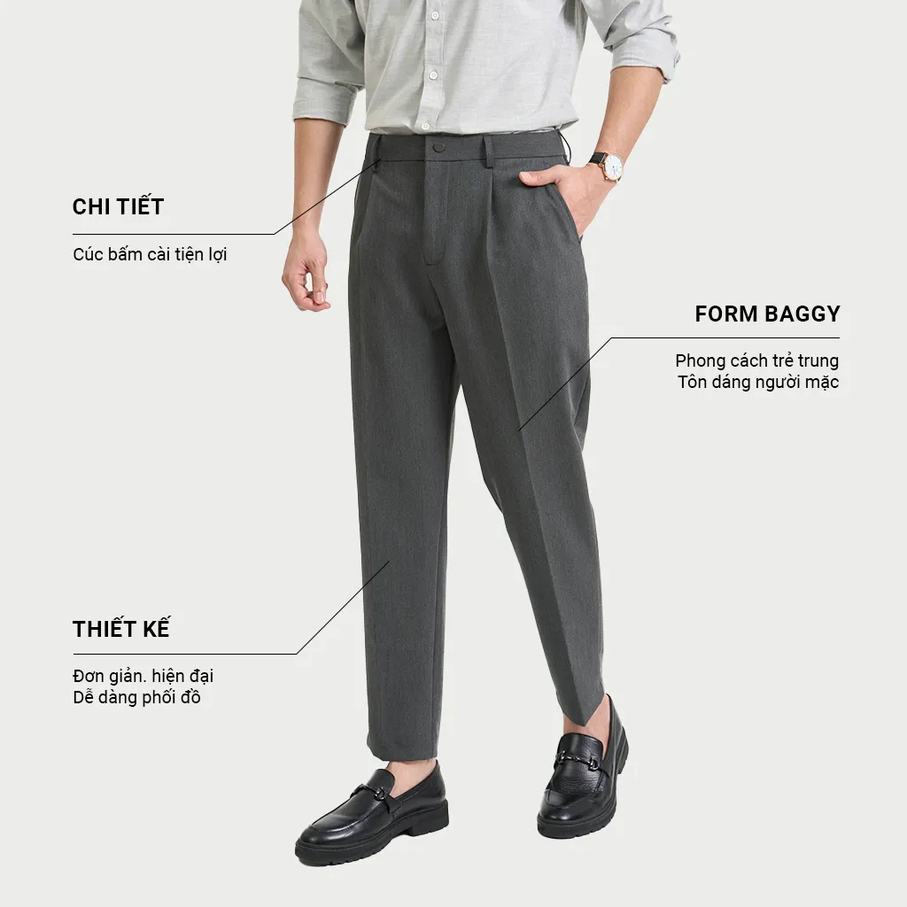 Ảnh Quần Âu Nam KRIK Form Baggy Chất Liệu Polyester Cao Cấp Mềm Mại Thiết Kế Cúc Bấm Cài Năng Động QA7125 1