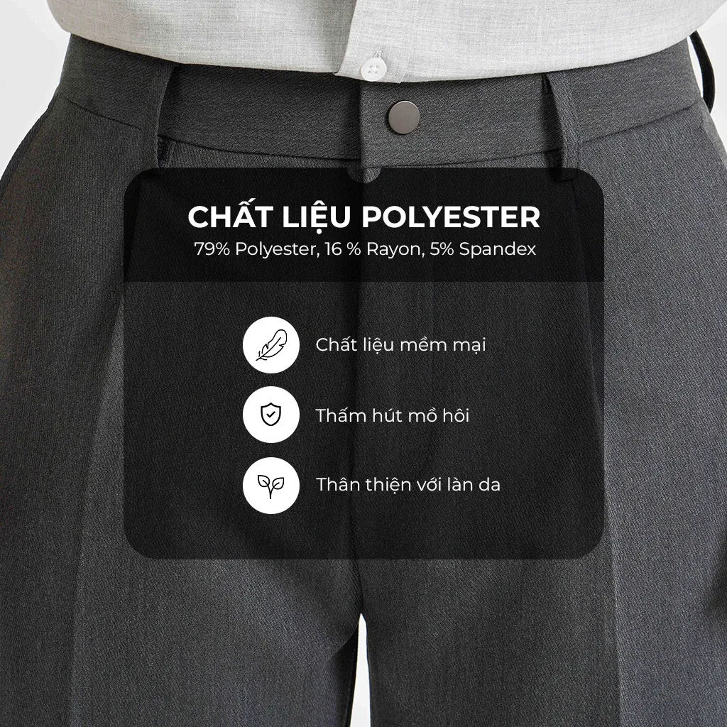 Ảnh Quần Âu Nam KRIK Form Baggy Chất Liệu Polyester Cao Cấp Mềm Mại Thiết Kế Cúc Bấm Cài Năng Động QA7125 2