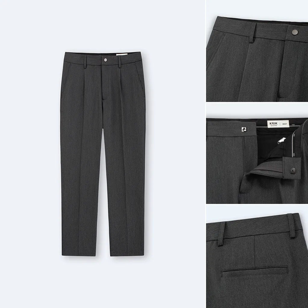 Ảnh Quần Âu Nam KRIK Form Baggy Chất Liệu Polyester Cao Cấp Mềm Mại Thiết Kế Cúc Bấm Cài Năng Động QA7125 4