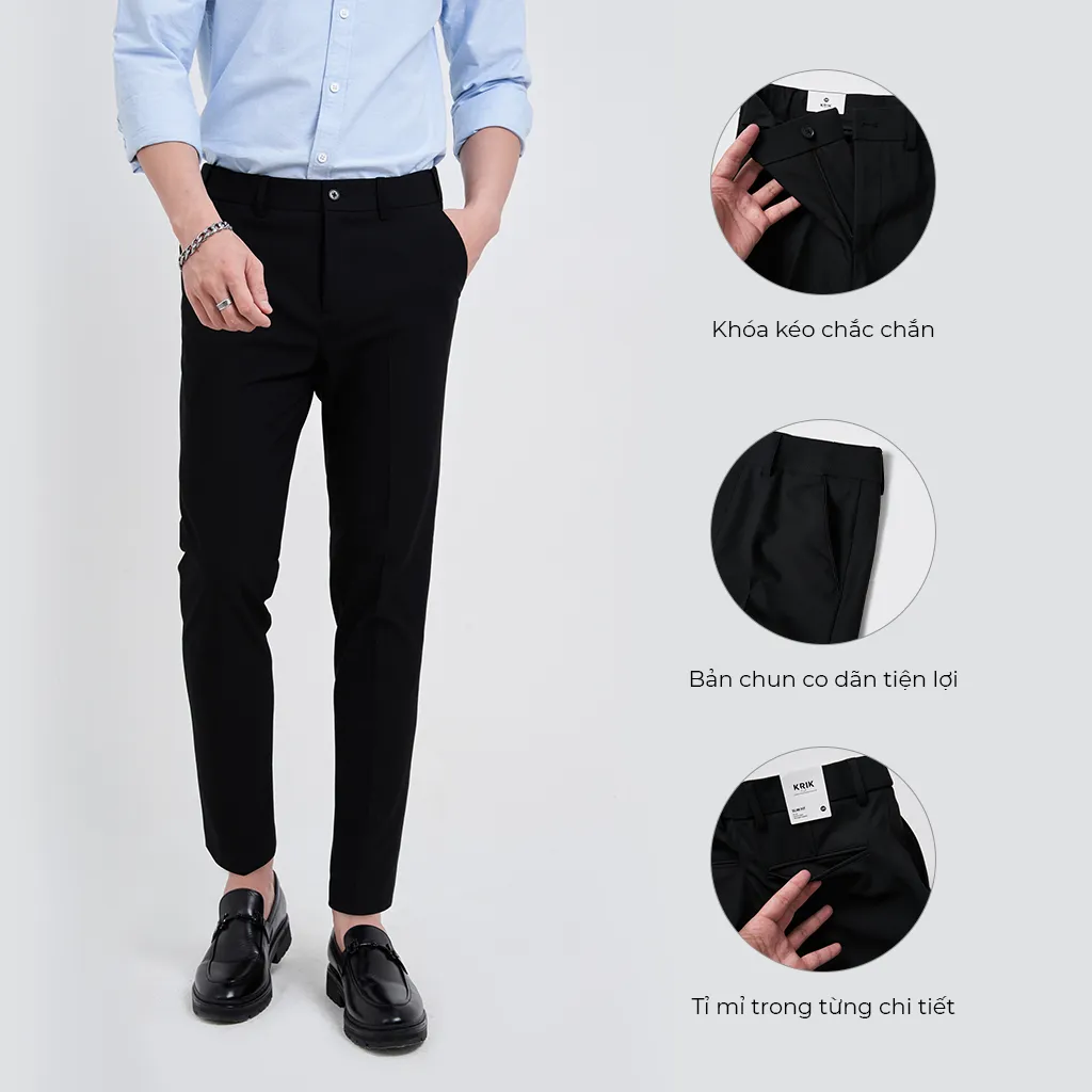 Ảnh Quần Âu Nam Local Brand KRIK Form Slimfit Chất Liệu Poly Cao Cấp Không Bai Xù Có Cạp Chun Tăng Giảm Linh Hoạt QA7010 3