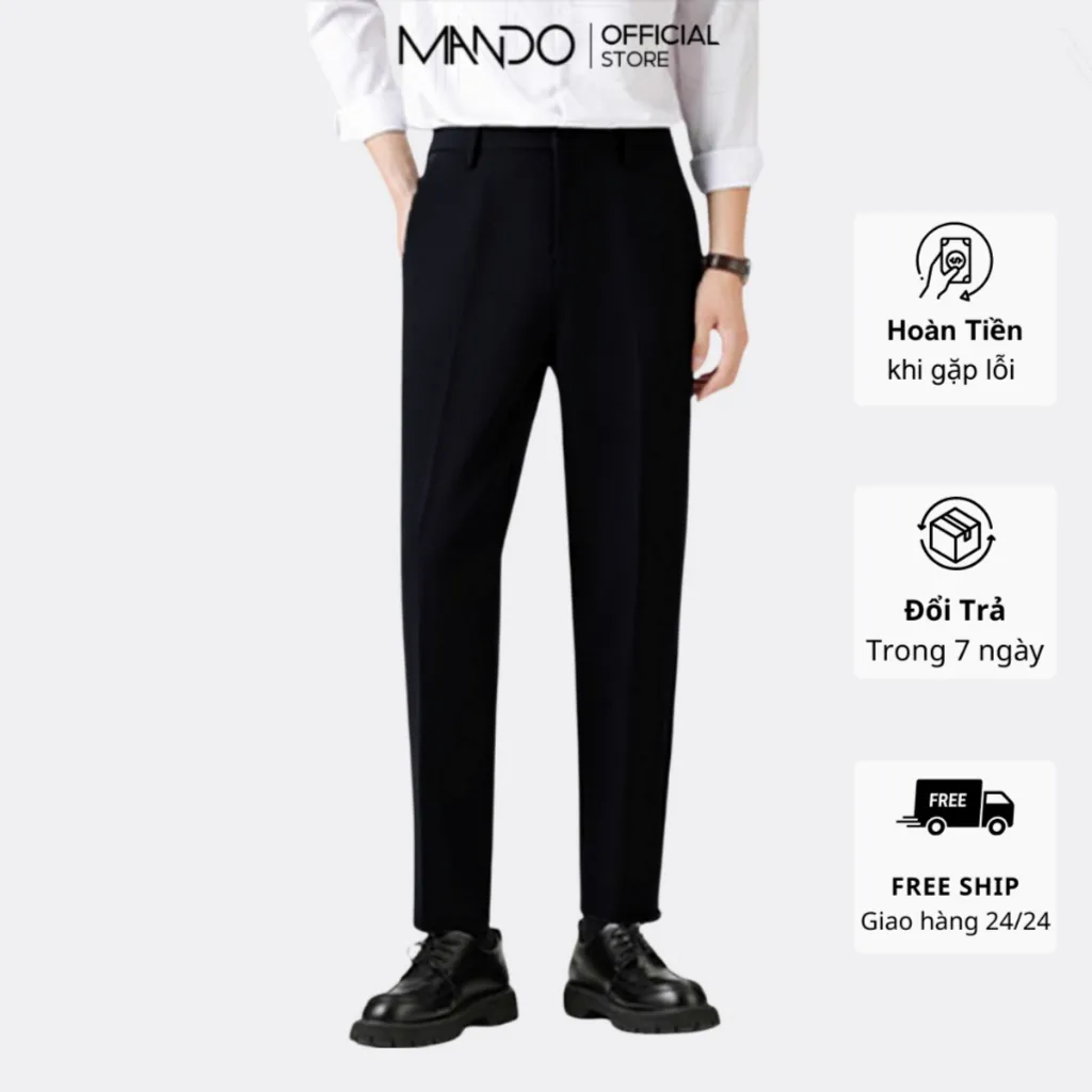 Ảnh Quần Âu Nam MANDO Quần Tây Nam Công Sở Ống Côn Cao Cấp Form Đứng Basic Unisex Thời Trang Hàn Quốc QAN01 1