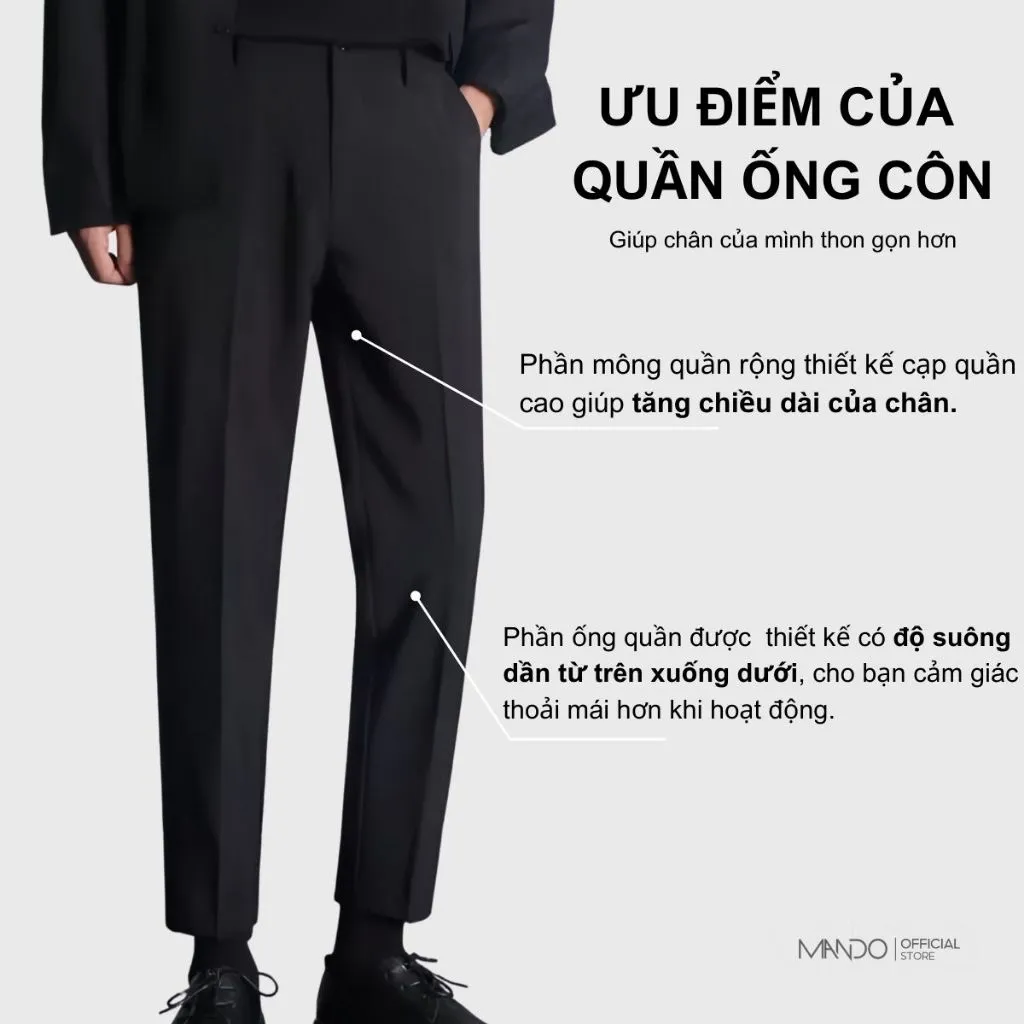 Ảnh Quần Âu Nam MANDO Quần Tây Nam Công Sở Ống Côn Cao Cấp Form Đứng Basic Unisex Thời Trang Hàn Quốc QAN01 3