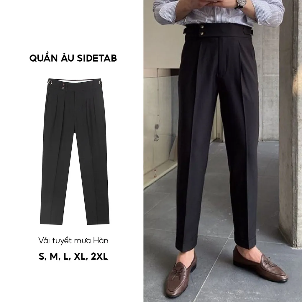 Ảnh Quần âu nam Sidetab crop gấu ELNIDO form regular, co giãn nhẹ, chất liệu mềm mịn, thoáng mát ED05 2