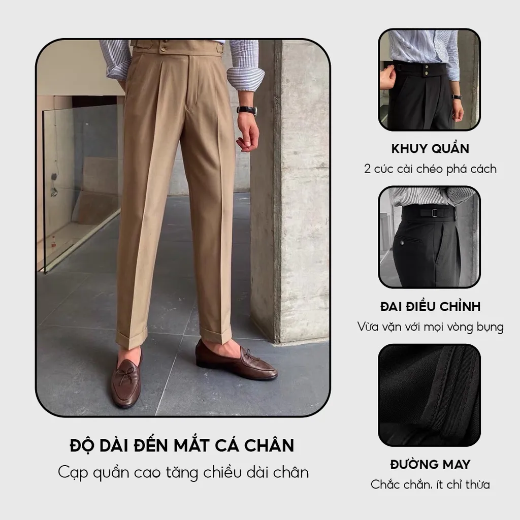 Ảnh Quần âu nam Sidetab crop gấu ELNIDO form regular, co giãn nhẹ, chất liệu mềm mịn, thoáng mát ED05 4