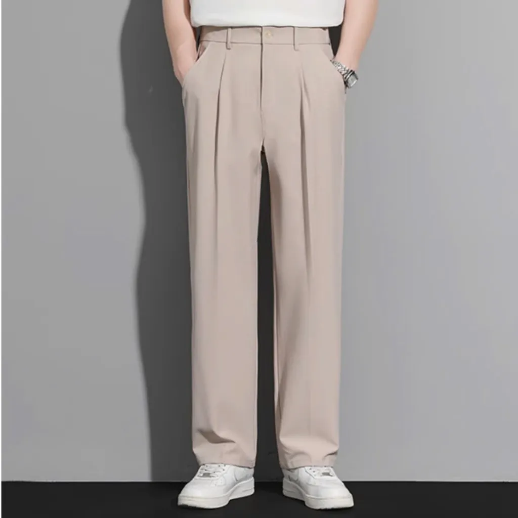 Ảnh Quần Ấu Ống Suông Mando Dáng Đứng Form Vải Kaki Chéo Hàn Cao Cấp Trouser Menswear Màu Đen - TRS014 4