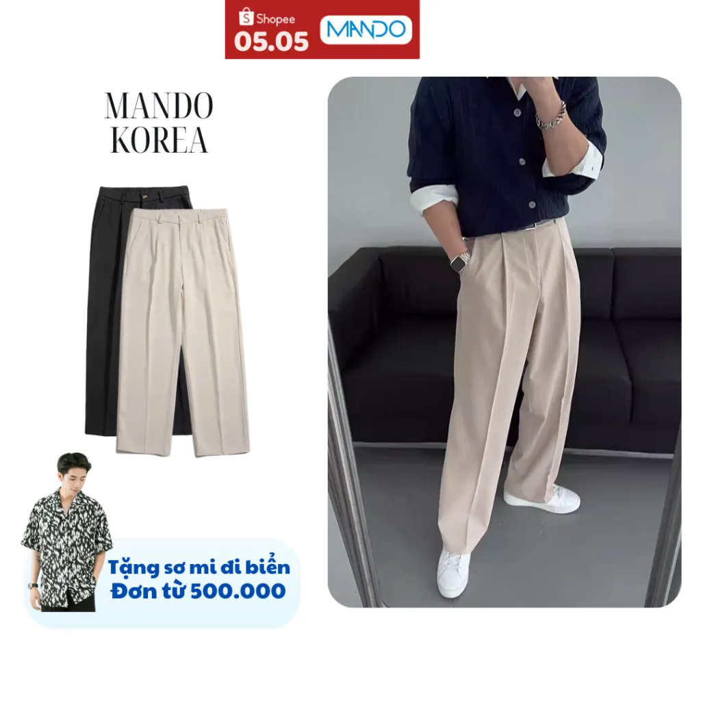 Ảnh Quần Ấu Ống Suông Mando Dáng Đứng Form Vải Kaki Chéo Hàn Cao Cấp Trouser Menswear - TRS014 1