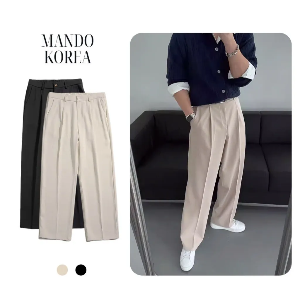 Ảnh Quần Ấu Ống Suông Mando Dáng Đứng Form Vải Kaki Chéo Hàn Cao Cấp Trouser Menswear - TRS014 2