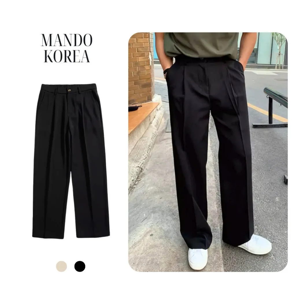 Ảnh Quần Ấu Ống Suông Mando Dáng Đứng Form Vải Kaki Chéo Hàn Cao Cấp Trouser Menswear - TRS014 3