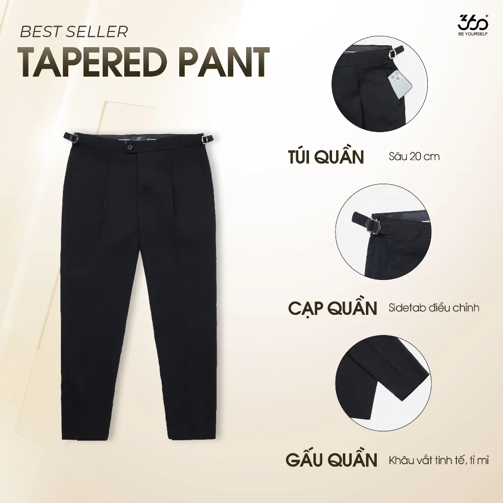 Ảnh Quần âu sidetab nam cạp cao dáng crop 360 Boutique quần âu nam trẻ trung - QATOL010 2